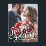 Het Van letters voorzien van het Krijt van de Feestdagenkaart<br><div class="desc">Begroet uw gehouden van degenen deze vakantie met deze rustieke vakantiekaart. Dit briefkaart van de fotovakantie kenmerkt krijt hand-van letters voorzien manuscript met het bloemenpatroon van Kerstmis.</div>