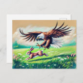 Het vangen van konijn in Grassland Pastel Krijt Te Briefkaart (Voorkant / Achterkant)