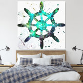 Het vangt wiel in blauwe groene oceaankleuren canvas afdruk (Insitu (Slaapkamer))