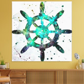 Het vangt wiel in blauwe groene oceaankleuren canvas afdruk (Insitu (Woonkamer))