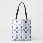 Het varen 2way Patroon White+Navy blauw Tote Bag (Voorkant)