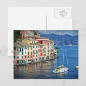 Het varen Portofino en het Italiaanse Briefkaart (Voorkant / Achterkant)