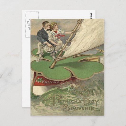 Het Varen van het Paar van de Zeilboot van de Briefkaart (Voorkant / Achterkant)