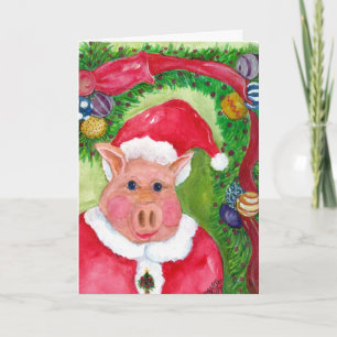Het Varken van de kerstman met Lint & Kerstmis van Feestdagen Kaart