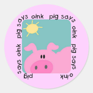 Het varken zegt T-shirts en Giften knor Ronde Sticker