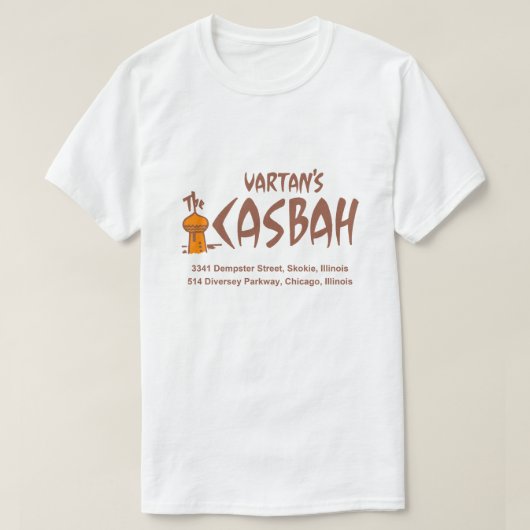 Het Vartan's Casbah Restaurant, Skokie-Chicago T-shirt (Design voorkant)