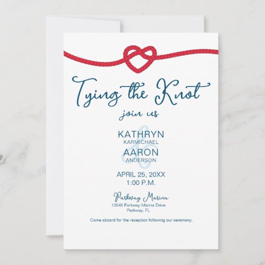Het vastbinden van de knoop Chic Nautical Wedding Kaart (Voorkant)