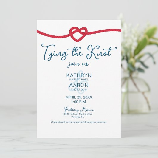 Het vastbinden van de knoop Chic Nautical Wedding Kaart (Staand voorkant)