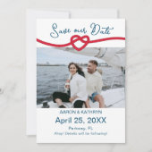 Het vastbinden van de knoop Chique nautische foto  Save The Date (Voorkant)