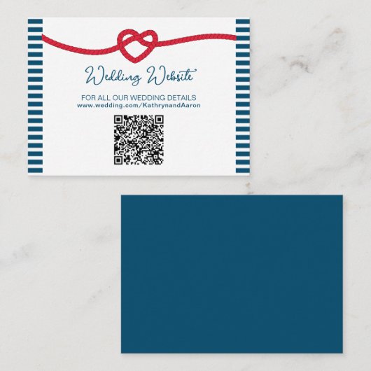 Het vastbinden van de knoop nautische bruiloft informatiekaartje (Voorkant / Achterkant)