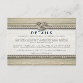 Het vastbinden van de knoop rustieke strand bruilo informatiekaartje