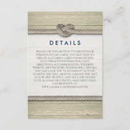 Het vastbinden van de knoop rustieke strand bruilo informatiekaartje