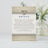 Het vastbinden van de knoop rustieke strand bruilo informatiekaartje (Staand voorkant)