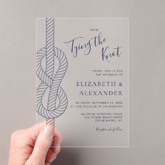 Het vastbinden van de knoop touw nautische bruilof acryl uitnodigingen (Insitu (Draagbaar))