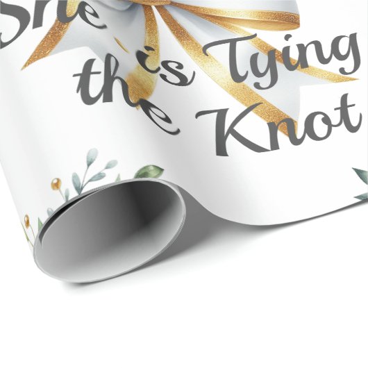 Het vastbinden van de Knoop White Bow Floral Vrijg Cadeaupapier (Rol Hoek)