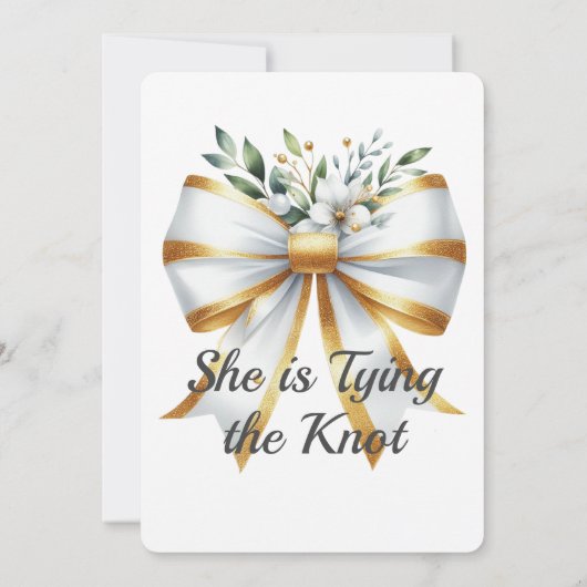 Het vastbinden van de Knoop White Bow Floral Vrijg Kaart (Achterkant)