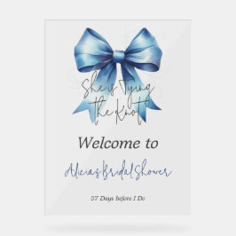 Het vastbinden van de Knot Blue Bow Vrijgezellenfe Acryl Bord