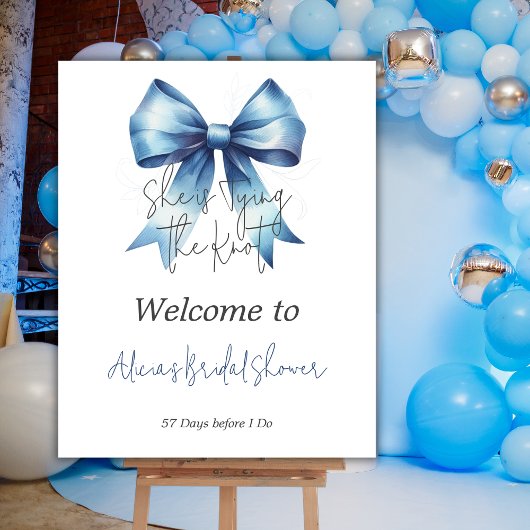 Het vastbinden van de Knot Blue Bow Vrijgezellenfe Perfect Poster