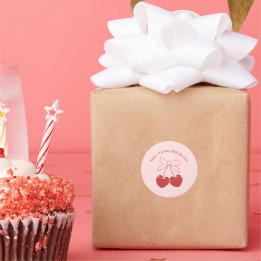 Het vastbinden van de Knot Pink Coquette Favor Sti Ronde Sticker (Feest)