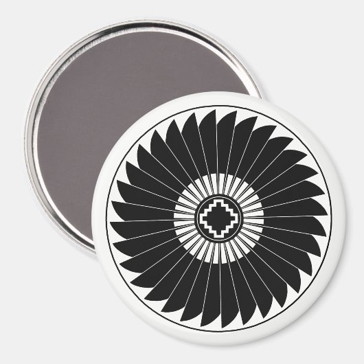 Het veerwiel, het ontwerp van de Mimbres Pottery Magneet (Voorkant / Achterkant)