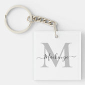 Het veld Naam monogram Initiaal personaliseren Squ Sleutelhanger (voorkant)