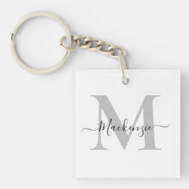 Het veld Naam monogram Initiaal personaliseren Squ Sleutelhanger