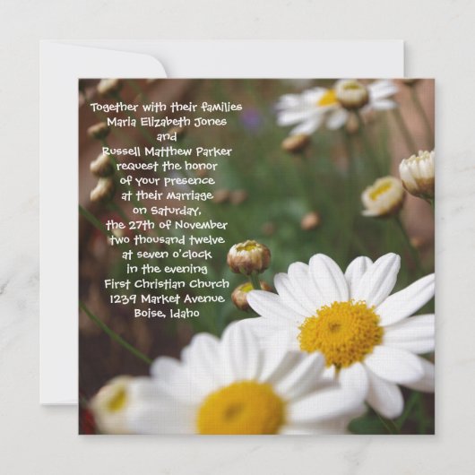 Het veld van Daisies Wedding Invitations Kaart (Voorkant)