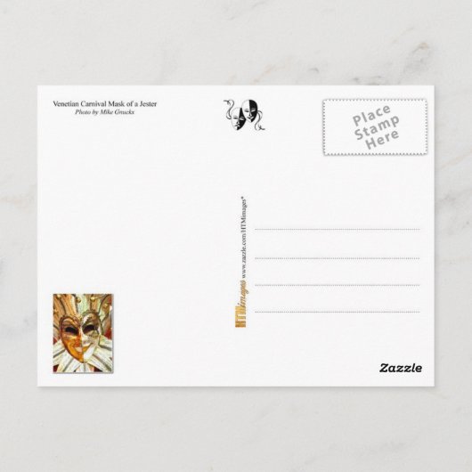 Het Venetiaanse Masker van de Nar van Carnaval met Briefkaart (Achterkant)