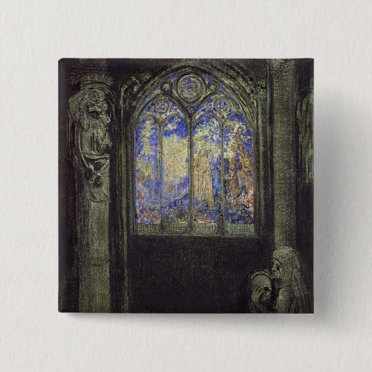 Het venster Glas in lood, 1904 Vierkante Button 5,1 Cm (Voorkant)