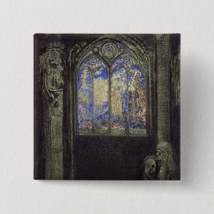 Het venster Glas in lood, 1904 Vierkante Button 5,1 Cm