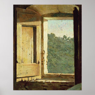 Het venster (olie op canvas) poster