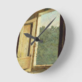 Het venster (olie op canvas) ronde klok (Hoek)