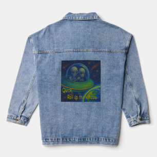 het venster oprollen van buitenaardse UFO-humor sc Denim Jacket