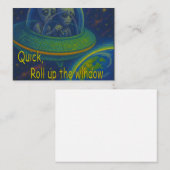 het venster oprollen van buitenaardse UFO-humor sc Notitiekaartje (Voorkant / Achterkant)