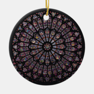 Het venster roos van het Noordtransept dat de Maag Keramisch Ornament