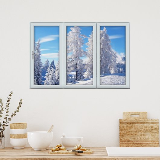 Het venster van de Bomen van de Frosted met een Po Poster (Keuken)