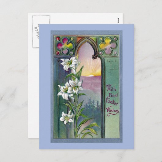 Het Venster van de kerk, Quatrefoils en de Lelie Feestdagenkaart (Voorkant / Achterkant)