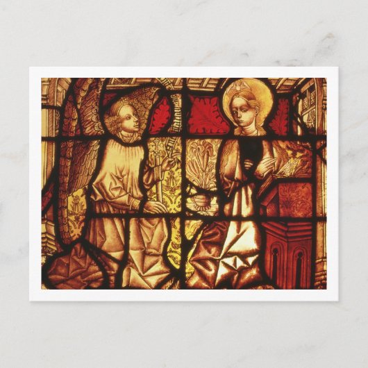 Het venster van het Glas in lood dat de Aankondigi Briefkaart (Voorkant)