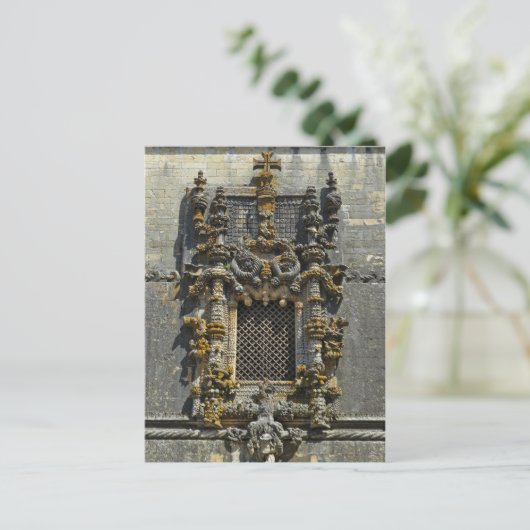 Het Venster van het Hoofdstuk in Tomar. Portugal Briefkaart (Staand voorkant)