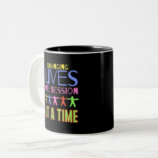 Het veranderen leeft één zitting tegelijkertijd tweekleurige koffiemok (Voorkant links)