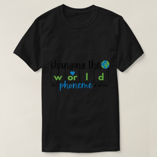 Het veranderen van de Wereld Één Telefonie in een  T-shirt (Design voorkant)