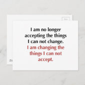 Het veranderen van wat ik niet kan goedkeuren briefkaart (Voorkant / Achterkant)