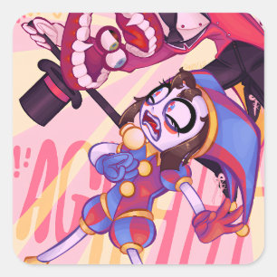 Het verbazingwekkende digitale circus vierkante sticker