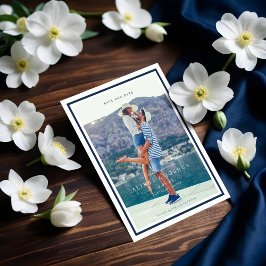 Het verbinden van de Knot Rope Heart Nautical Navy Aankondigingskaart