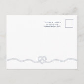 Het verbinden van de Knot Rope Heart Nautical Navy Aankondigingskaart (Achterkant)