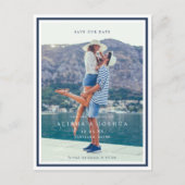 Het verbinden van de Knot Rope Heart Nautical Navy Aankondigingskaart (Voorkant)