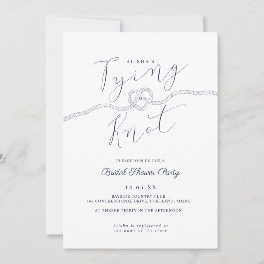 Het verbinden van de Knot Rope Heart Nautical Navy Kaart (Voorkant)