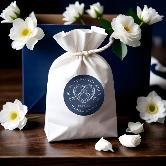 Het verbinden van de Knot Rope Heart Nautical Navy Ronde Sticker