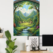 Het Verborgen Dorp van het Smaragd Woud Poster (Thuiskantoor)