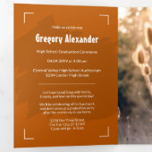 Het verbrande Abstracte Afstudeerder van de Foto v Drieluik Uitnodiging (Binnenzijde eerst)